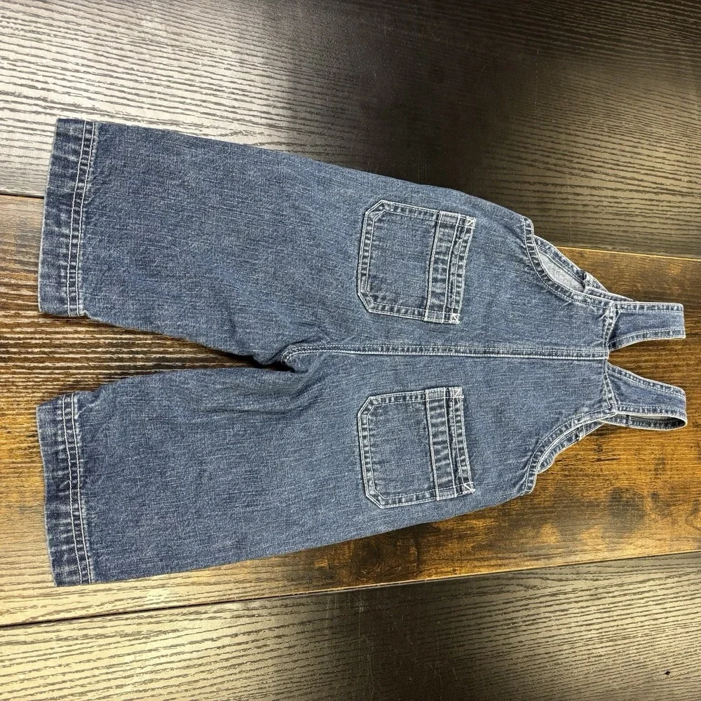 Vintage Y2K Gymboree Overalls Red Wagon Denim Jeans 6-12 Months‎ Snap Legs